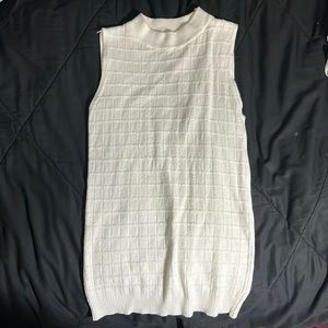Unknown Brand White Sleeveless Top, Square Pattern Stretchy, Size S